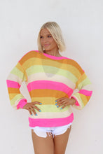 Load image into Gallery viewer, Annabelle Striped Slouchy Sweater - Neon Rainbow
