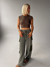 Load image into Gallery viewer, Kelly Ribbed Wide Leg Cargo Pants - Olive
