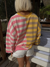 Load image into Gallery viewer, Danni Striped Contrast Crewneck - Yellow/Pink
