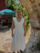 Load image into Gallery viewer, Belle Cap Sleeve Smocked Maxi Dress - White
