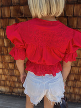 Load image into Gallery viewer, Emi Embroidered Tie Blouse - Red
