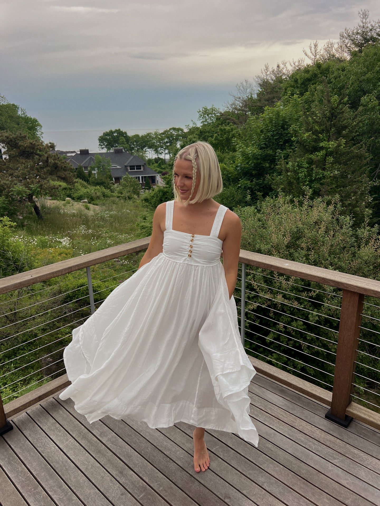 Ariella Trapeze Midi Dress - White