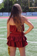 Load image into Gallery viewer, Overtime Strapless Ruffle Corduroy Romper Dress - Maroon
