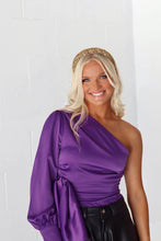 Load image into Gallery viewer, Starlight Asymmetric One-Shoulder Tie Top - Purple
