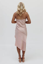 Load image into Gallery viewer, Rosie Asymmetrical Satin Midi Dress
