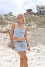 Load image into Gallery viewer, Double Date Denim Lace-Up Back Corset Top
