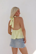 Load image into Gallery viewer, Lana Twisted Open Back Halter Top - Lemon
