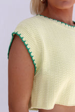 Load image into Gallery viewer, Maybelle Frill Hem Summer Sweater - Lemon/Green
