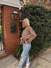 Load image into Gallery viewer, Sharpay V-Neck Striped Sweater - Espresso
