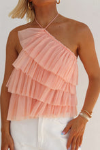 Load image into Gallery viewer, Macey Asymmetrical Tulle Halter Top - Apricot
