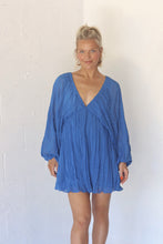 Load image into Gallery viewer, Hawkley Puff Sleeve V-Neck Dress - Blue
