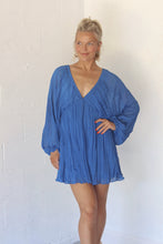 Load image into Gallery viewer, Hawkley Puff Sleeve V-Neck Dress - Blue
